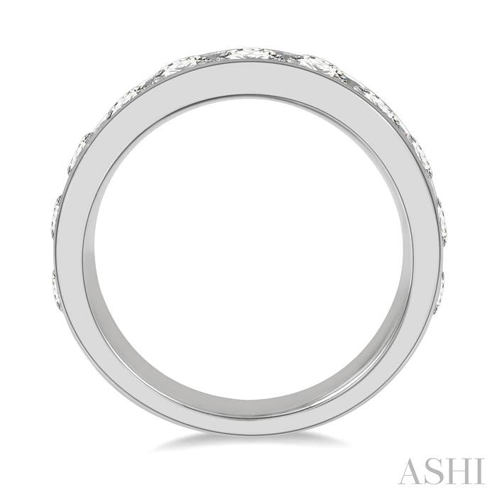 2 Ctw Channel Set 11 Stone Round Cut Diamond Wedding Band in 14K White Gold