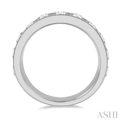 2 Ctw Channel Set 11 Stone Round Cut Diamond Wedding Band in 14K White Gold