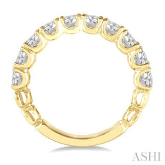 1 1/2 Ctw Lattice Round Cut Diamond Wedding Band in 14K Yellow Gold