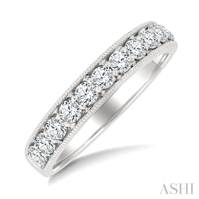 1 1/2 Ctw Round Cut Diamond Eternity Wedding Band in 14K White Gold