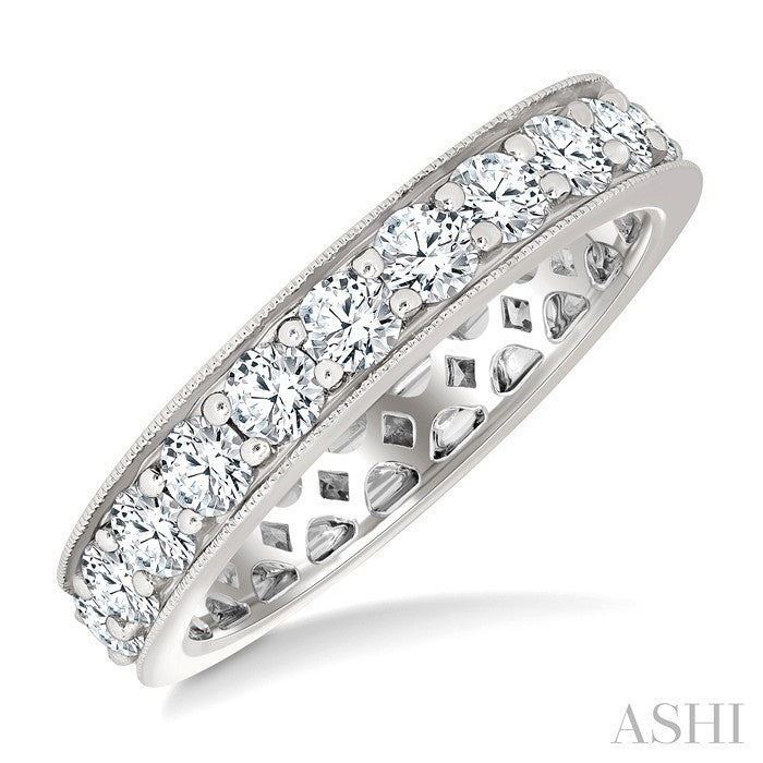 2 Ctw Round Cut Diamond Eternity Wedding Band in 14K White Gold