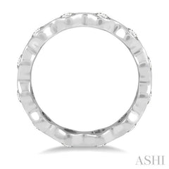 1 Ctw Pinched Circular Mount Round Cut Diamond Eternity Wedding Band in 14K White Gold