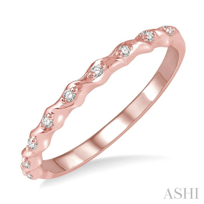 1/20 Ctw Spiral Shank Round Cut Diamond Stackable Band in 14K Rose Gold