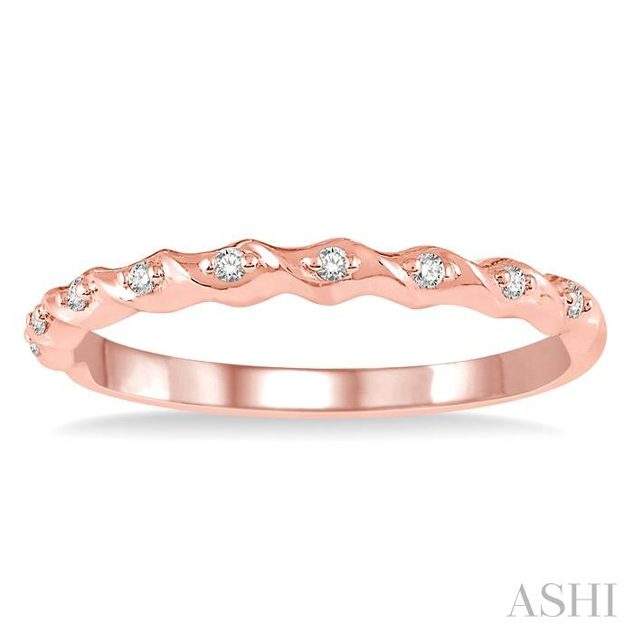1/20 Ctw Spiral Shank Round Cut Diamond Stackable Band in 14K Rose Gold