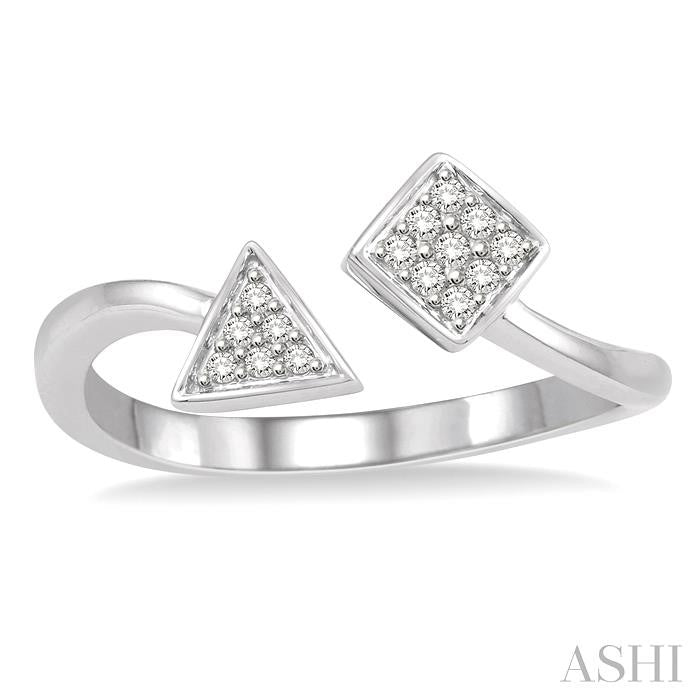 1/10 Ctw Geometric Open-Ended Round Cut Diamond Ladies Ring in 10K White Gold