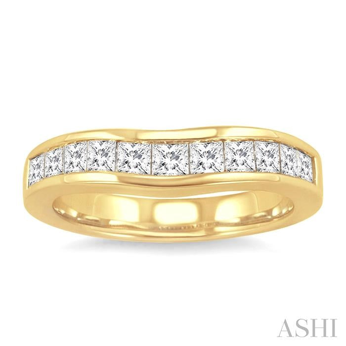 3/4 Ctw Princess Cut Diamond Matching Wedding Band in 14K Yellow Gold