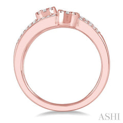 3/8 Ctw Split Top Tri Mount Lovebright Round Cut Diamond Ring in 14K Rose and White Gold
