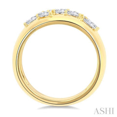 1/2 Ctw Mixed Diamond Cut Fashion Wide Band in 14K Yellow Gold