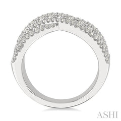 1 Ctw Round Cut Diamond Criss Cross Bold Fashion Band in 14K White Gold
