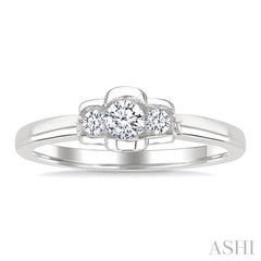 1/4 Ctw 3-Stone Round Cut Diamond Fashion Ring in 14K White Gold