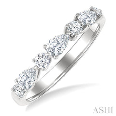 5/8 Ctw Pear and Round Cut Diamond Fashion Band in 14K White Gold