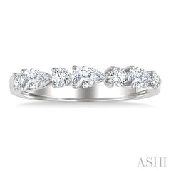 5/8 Ctw Pear and Round Cut Diamond Fashion Band in 14K White Gold