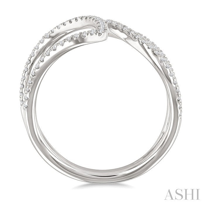 1/4 Ctw Bypass Wide Split Leaf Pattern Round Cut Diamond Lightweight Open Fashion Ring in 10K White Gold