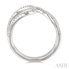 1/4 Ctw Bypass Wide Split Leaf Pattern Round Cut Diamond Lightweight Open Fashion Ring in 10K White Gold