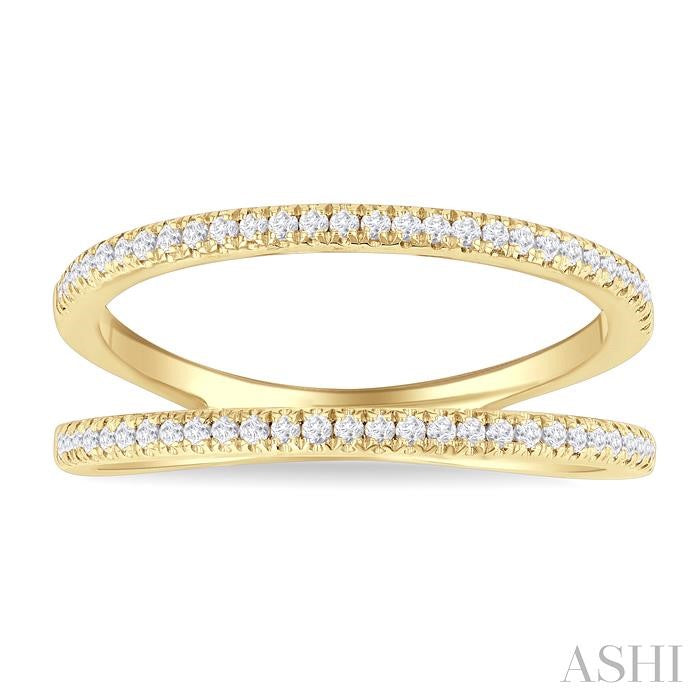 1/3 Ctw Split Twin Ring Illusion Round Cut Diamond Lightweight Fashion Ring in 10K Yellow Gold