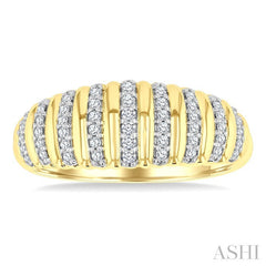 1/5 Ctw Ribbed Dome Shape Round Cut Diamond Fashion Ring in 10K Yellow Gold