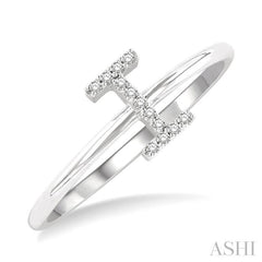 1/20 Ctw Initial 'I' Round Cut Diamond Fashion Ring in 10K White Gold