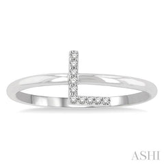 1/20 Ctw Initial 'L' Round Cut Diamond Fashion Ring in 10K White Gold
