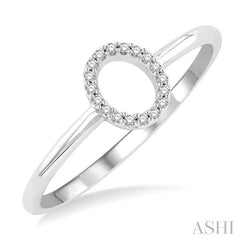 1/20 Ctw Initial 'O' Round Cut Diamond Fashion Ring in 10K White Gold