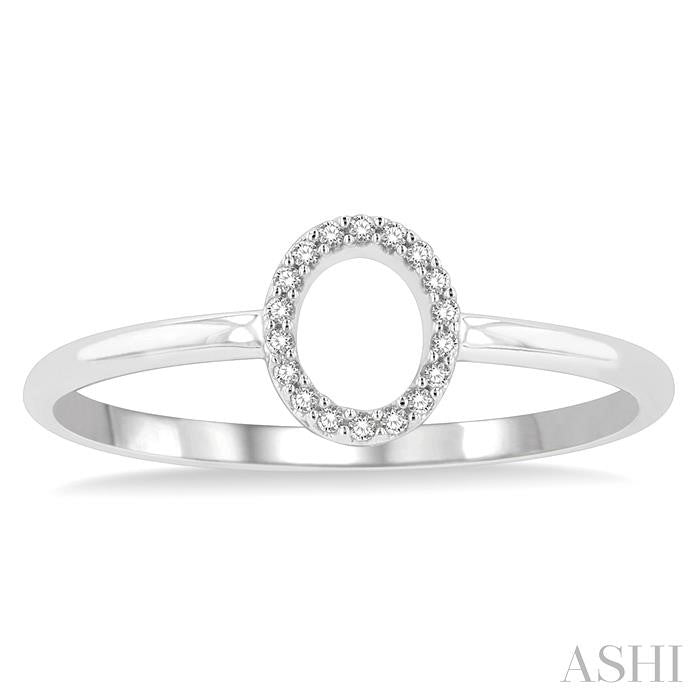 1/20 Ctw Initial 'O' Round Cut Diamond Fashion Ring in 10K White Gold