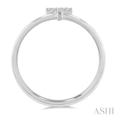 1/20 Ctw Initial 'T' Round Cut Diamond Fashion Ring in 10K White Gold