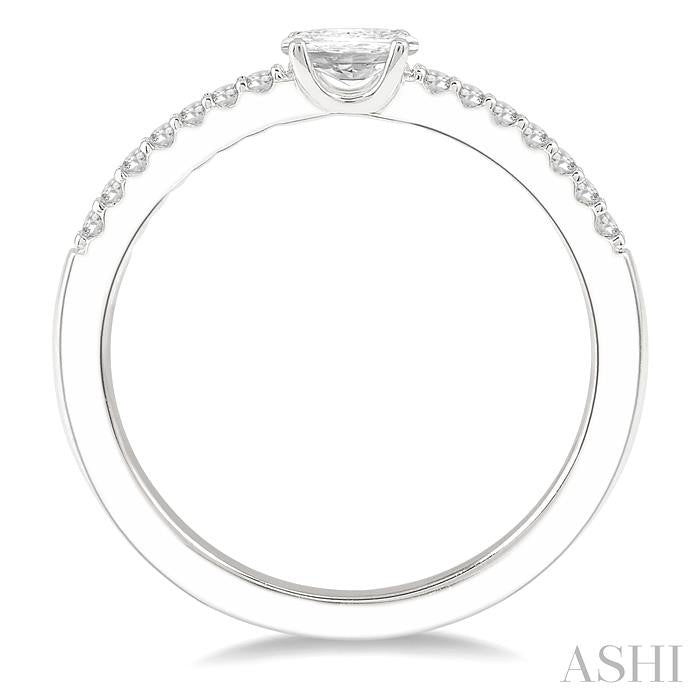 1/3 Ctw Oval Cut & Round Cut Diamond East West Ring in 14K White Gold