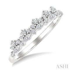 1/3 Ctw Marquise and Round Cut Diamond Trio Fashion Band in 10K White Gold