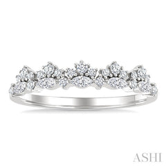 1/3 Ctw Marquise and Round Cut Diamond Trio Fashion Band in 10K White Gold