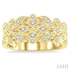 1/2 Ctw Lattice Round Cut Diamond Fashion Band in 14K Yellow Gold