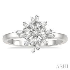 1/3 Ctw Ballerina Baguette and Round Cut Diamond Fashion Ring in 14K White Gold