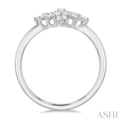 1/3 Ctw Ballerina Baguette and Round Cut Diamond Fashion Ring in 14K White Gold