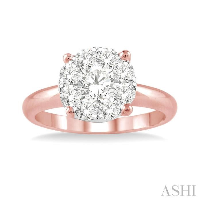 3/4 Ctw Lovebright Round Cut Diamond Ring in 14K Rose and White Gold