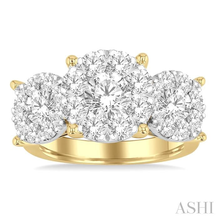 3 Ctw Lovebright Round Cut Diamond Ring in 14K Yellow and White Gold