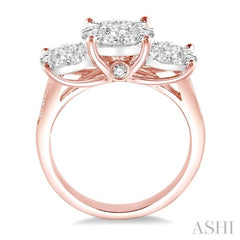 1 1/2 Ctw Lovebright Round Cut Diamond Ring in 14K Rose and White Gold