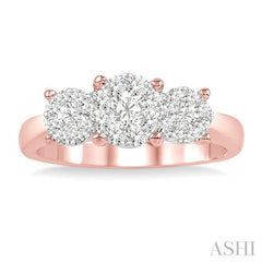 1 Ctw Lovebright Round Cut Diamond Ring in 14K Rose and White Gold