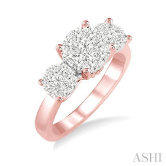 3/4 Ctw Lovebright Round Cut Diamond Ring in 14K Rose and White Gold
