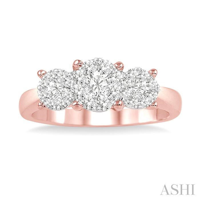 3/4 Ctw Lovebright Round Cut Diamond Ring in 14K Rose and White Gold