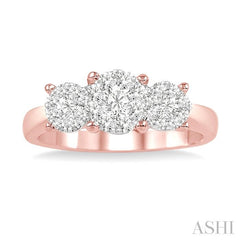 3/4 Ctw Lovebright Round Cut Diamond Ring in 14K Rose and White Gold