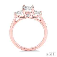 3/4 Ctw Lovebright Round Cut Diamond Ring in 14K Rose and White Gold