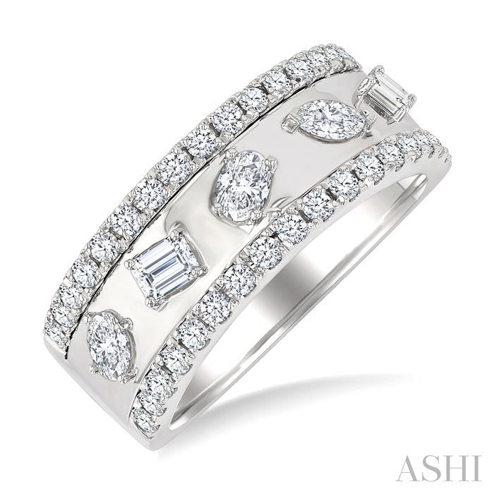 7/8 Ctw 5-Stone Mixed Shape Diamond Fashion Band in 14K White Gold