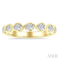 3/4 Ctw East-West Set Pear Cut Bezel Diamond Stackable Fashion Band in 14K Yellow Gold