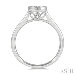 1/3 Ctw Oval Mount Round Cut Diamond Cluster Ladies Ring in 14K White Gold