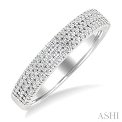 1/4 Ctw Triple Row Pave Set Round Cut Diamond Fashion Band in 14K White Gold