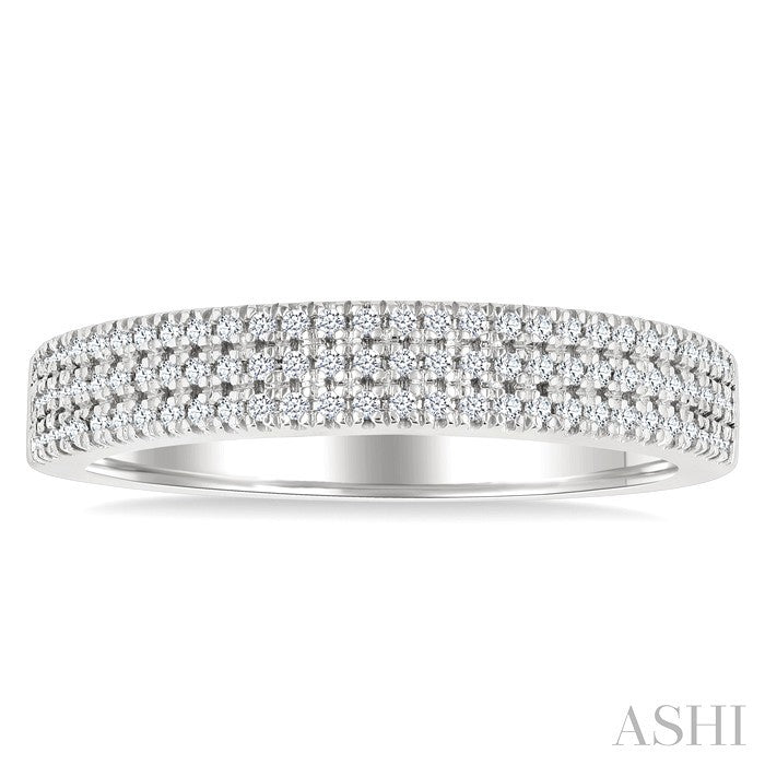 1/4 Ctw Triple Row Pave Set Round Cut Diamond Fashion Band in 14K White Gold