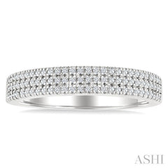 1/4 Ctw Triple Row Pave Set Round Cut Diamond Fashion Band in 14K White Gold