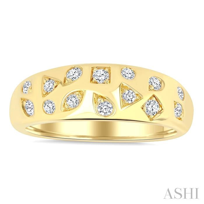 1/4 Ctw Round Cut Diamond Mosaic Wide Fashion Band in 10K Yellow Gold