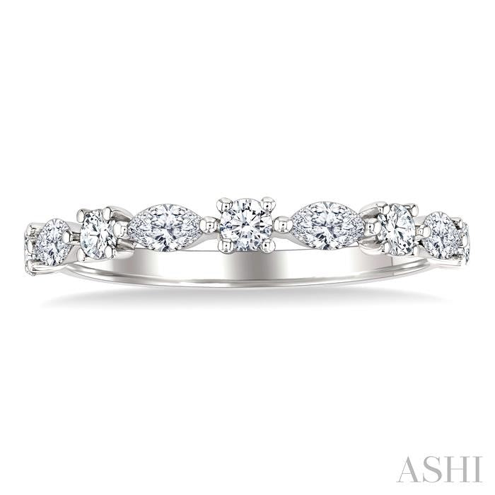 5/8 Ctw Scatter East-West Set Marquise and Round Cut Diamond Fashion Band in 14K White Gold