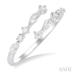 1/3 Ctw Bypass Marquise and Round Cut Diamond Fashion Open Band in 14K White Gold