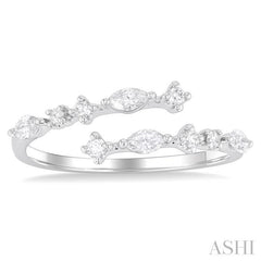 1/3 Ctw Bypass Marquise and Round Cut Diamond Fashion Open Band in 14K White Gold