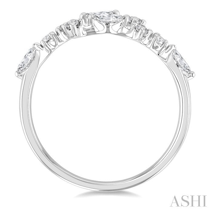 1/3 Ctw Bypass Marquise and Round Cut Diamond Fashion Open Band in 14K White Gold